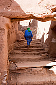 Bedouin in the alleys of the Kasbah Ait Ben Haddou, Ait Ben Haddou, Morocco