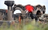Mohnblume an der Ausgrabung von Zvartnotz bei Jerewan, Armenien, Asien