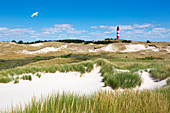 Lighthouse in the dunes, Amrum, North Sea, Schleswig-Holstein, Germany