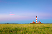 Salt marshes at the lighthouse Westerhever, North Sea, Schleswig-Holstein, Germany