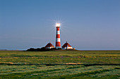 Salt marshes at the lighthouse Westerhever, North Sea, Schleswig-Holstein, Germany