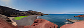 The green lagoon in El Golfo on the Canary island Lanzarote. El Golfo, Lanzarote, Canary Islands, Spain, Europe