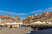 Der bunte alte Stadtmarktplatz in der Altstadt, UNESCO-Welterbestätte, Warschau, Polen, Europa