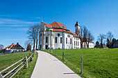 Die Wallfahrtskirche von Wies, UNESCO-Weltkulturerbe, Steingaden, Bayern, Deutschland, Europa