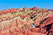 Der butne Zhangye-Danxia-Geopark in Zhangye, UNESCO-Welterbestätte, Gansu-Provinz, China, Asien