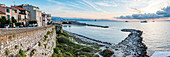 Antibes city walls at sunrise, Provence-Alpes-Cote d'Azur, French Riviera, France, Mediterranean, Europe