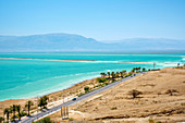 Aerial view of Dead Sea, Ein Bokek, Southern District, Israel