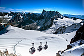 Helbronner cable car with unique panoramic view of Valle Blanche, Chamonix Mont-Blanc, Haute Savoie, France