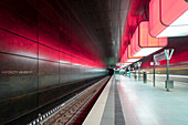 Modern U-bahn station hafencity Universitat on the U4 line, hafencity, Hamburg, Germany