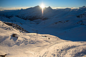 Winterlandschaft mit Bergen, Monterosa Ski, Gressoney, Aosta, Italien