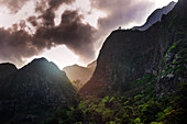 Cape Verde, Island Santo Antao, landscapes, mountains, green valley, sunset