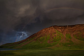 Regenbogen im Transalaigebirge, Kirgistan, Asien