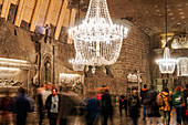 Wieliczka Salt Mine Tourist Route, Chapel of St. Kinga with chandeliers in Kopalnia soli Wieliczka, UNESCO World Heritage Site, Krakow, Poland, Europe