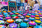 Carved soap for sale at the famous Walking Street night market in Phuket old Town, Phuket, Thailand, Southeast Asia, Asia