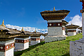 Tschörten on the Dochu Pass between Thimpu and Punaka, Bhutan, Himalaya, Asia