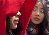 Visitors to the festival, Thimphu Tshechu, Bhutan, Himalayas, Asia
