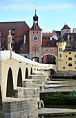 Dom and Steinerne Brücke, Regensburg, East Bavaria, Germany