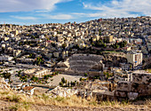 Römisches Theater und The Hashemite Plaza, erhöhte Ansicht, Amman, Gouvernement Amman, Jordanien, Mittlerer Osten