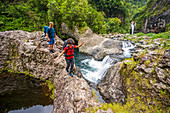 Trekking on the tropical island of Reunion in the Indian Ocean, which is part of France