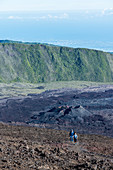 Trekking on the tropical island of Reunion in the Indian Ocean, which is part of France