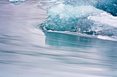 Close-up of ice block in the Jokulsarlon glacier lagoon in southeast Iceland, Iceland, Europe