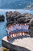 The Fontelina lifeguards on Capri, Capri Island, Gulf of Naples, Italy