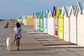France, Somme, Baie de Somme, Cayeux sur Mer, a seaside resort popular with its pebble beach and 400 beach huts