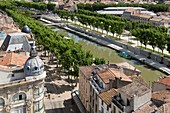 France, Aude, Narbonne, the canal de la Robine listed as World Heritage by UNESCO