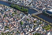 France, Vienne, Chatellerault, the town on la Vienne river (aerial view)