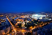 France, Bouches du Rhone, Marseille, Rond Point du Prado district, Chanot park and the Stade Velodrome from the building Le Grand Pavois
