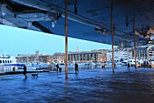 France, Bouches du Rhone, Marseille, Vieux Port, Fraternite dock, by the architect Norman Foster Ombriere