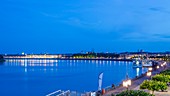 France, Gironde, Bordeaux, area listed as World Heritage by UNESCO, the docks of the moon from the sheds