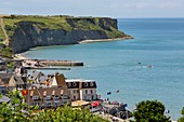 France, Calvados, Arromanches les Bains, the circuit of the landing beaches of World War II, the remains of the artificial harbor