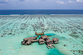 Aerial view of Lankanfushi holiday island, North Male Atoll, Indian Ocean, Maldives