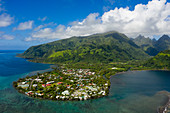 Tautira with a view of the Vaitephiha Valley, Tahiti, French Polynesia