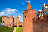 Altstadt, Barbakan Warszawski, mittelalterliche Stadtmauer, Warschau, Polen, Europa