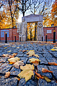 Powazki cemetery, gate of Saint Honorata, main entrance to historical cemetery where many artists and politicians were buried, Warsaw, Mazovia region, Poland, Europe