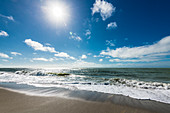 Sandy beach and surf on the Gulf of Mexico, Fort Myers Beach, Florida, USA