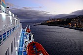 after sunset on the ferry off Bastia, Corsica, France