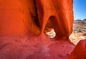 Red rock face with formations in the Valley of Fire, USA
