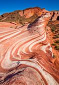 Colored layers of rock on the Little Wave in the Valley of Fire, USA
