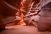 Red rock formations in the slot canyon of the Upper Antelope Canyon near Page, USA