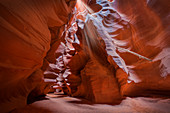 Red rock formations in the slot canyon of the Upper Antelope Canyon near Page, USA