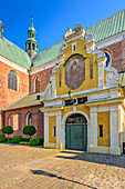Archcathedral baroque church in Gdansk Oliwa, dedicated to The Holy Trinity, Blessed Virgin Mary, and St. Bernard, north entrance. Gdansk Oliwa, Pomorze region, Pomorskie voivodeship, Poland, Europe