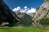 Obersee mit Kaunerwand, Watzmann, Hachelköpfe, Burgstall und Sagereckwand, Nationalpark Berchtesgaden, Berchtesgadener Land, Bayern, Deutschland, Europa