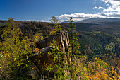 Rabenklippe, Blick zum Brocken, Bad Harzburg, Landkreis Goslar, Nationalpark Harz, Niedersachsen, Deutschland, Europa