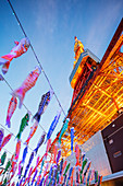 Koi nobori kites, Tokyo Tower, Roppongi, Tokyo, Japan, Asia