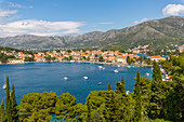 View of Cavtat on the Adriatic Sea, Cavtat, Dubrovnik Riviera, Croatia, Europe