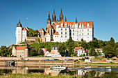 Blick über die Elbe zum Schloss und Dom Albrechtsburg, Meißen, Sachsen, Deutschland, Europa