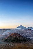 View over volcanic peaks and lava landscapes around Mount Bromo at dawn, Java, Indonesia, Southeast Asia, Asia
